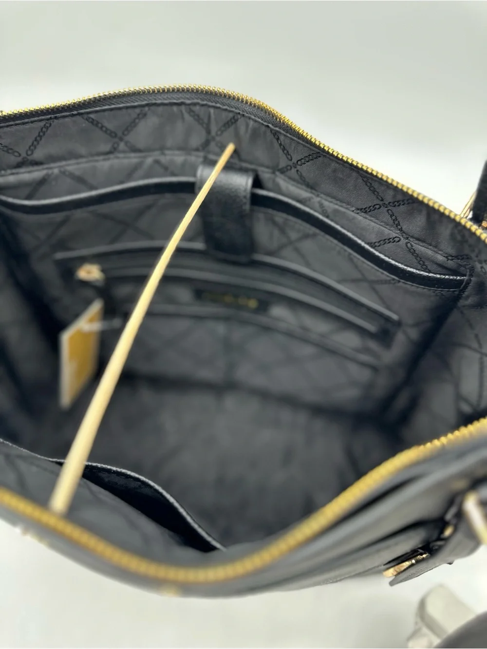Michael Kors Black Tote with Gold Accents